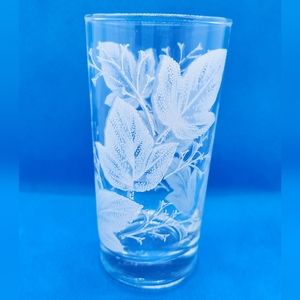 Vintage Partytime Libbey Glassware 3 PC Patio Set White Leaves 12oz glass…